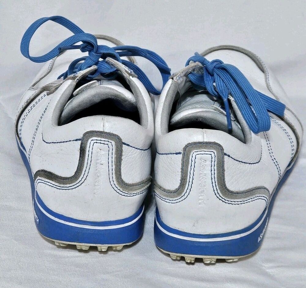 Ashworth Cardiff ADC Spikeless Golf Shoes White Blue Men's Size 10.5 Leather - Picture 5 of 13
